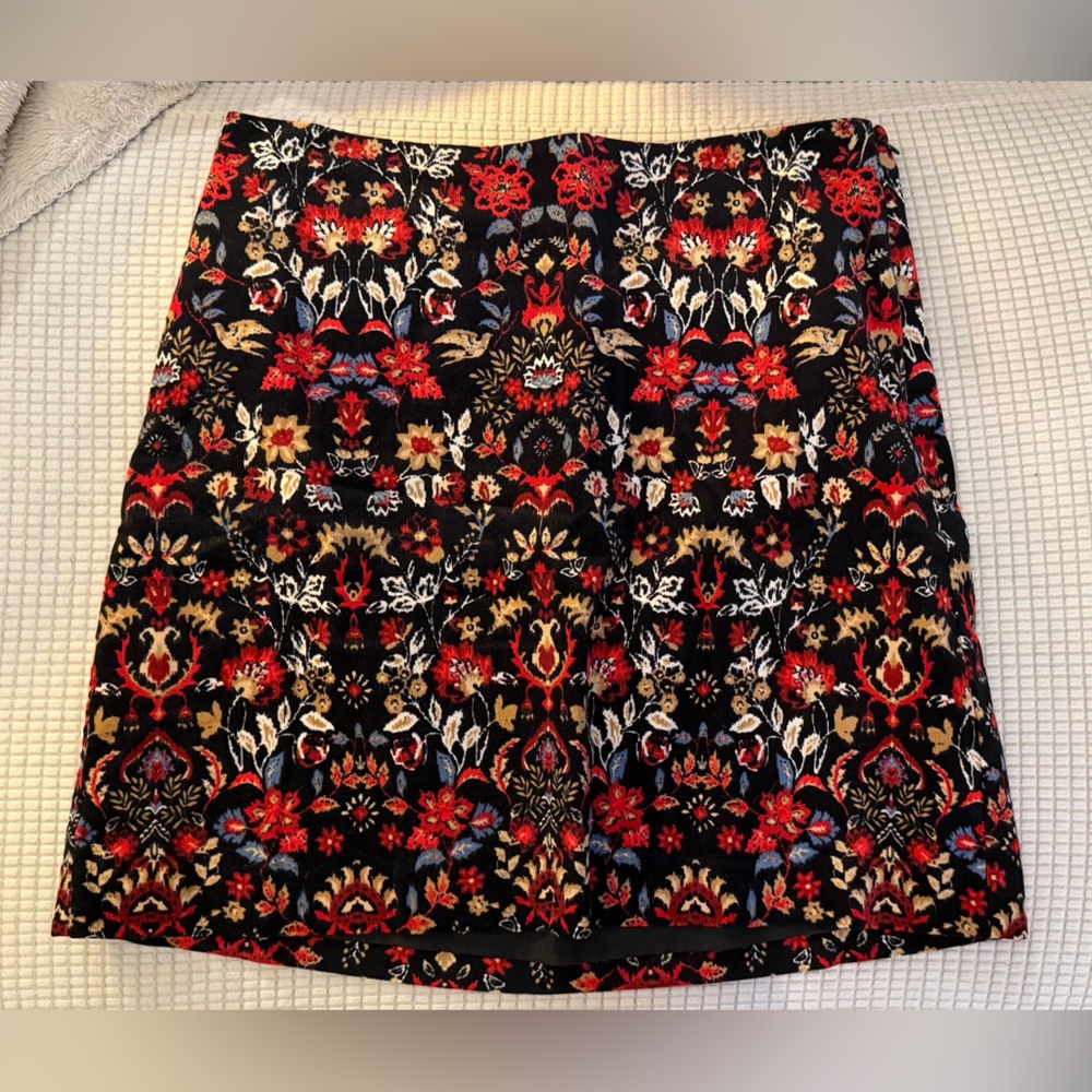 LOFT Multicolor Paisley Corduroy Skirt | Size 8